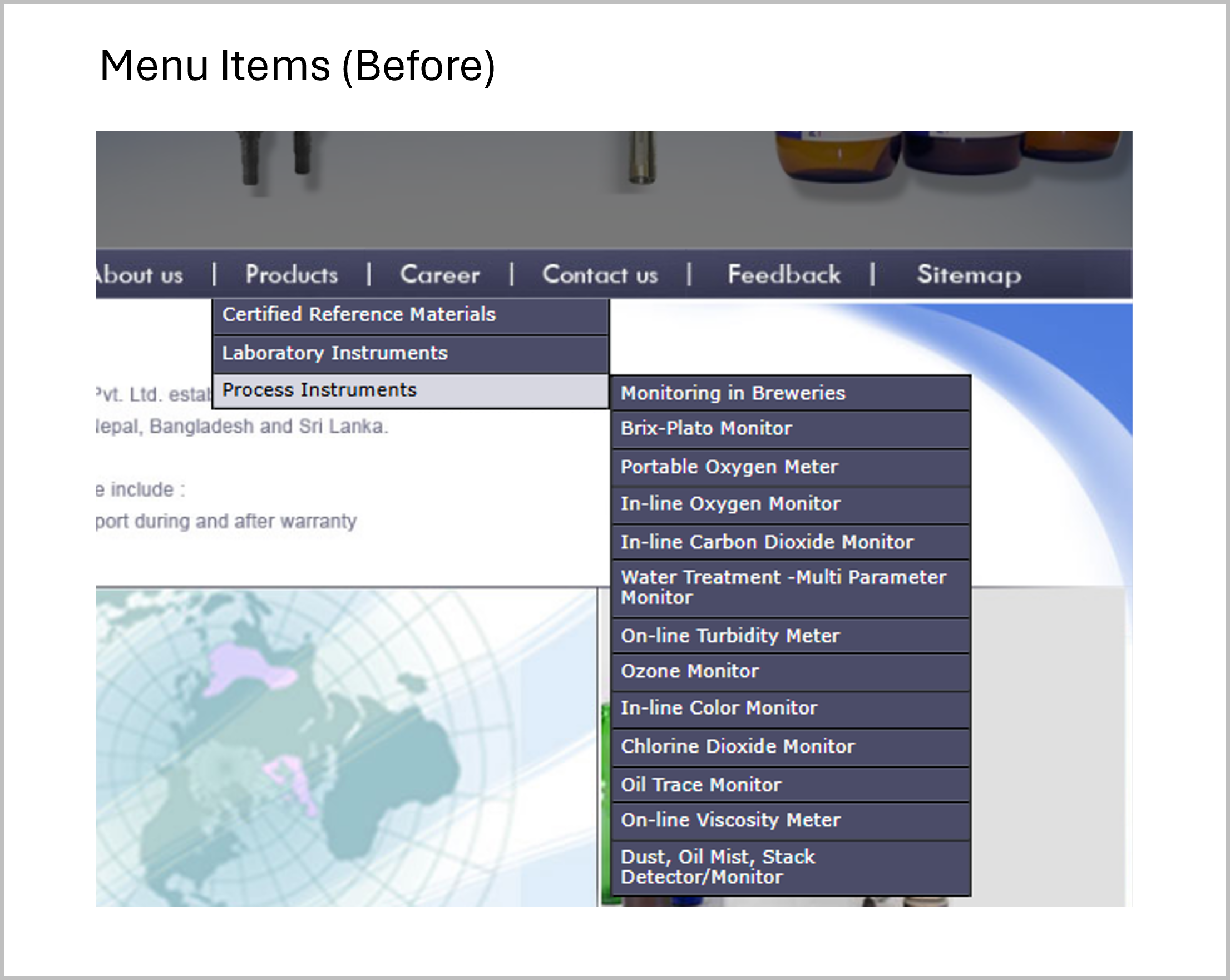 Menu before