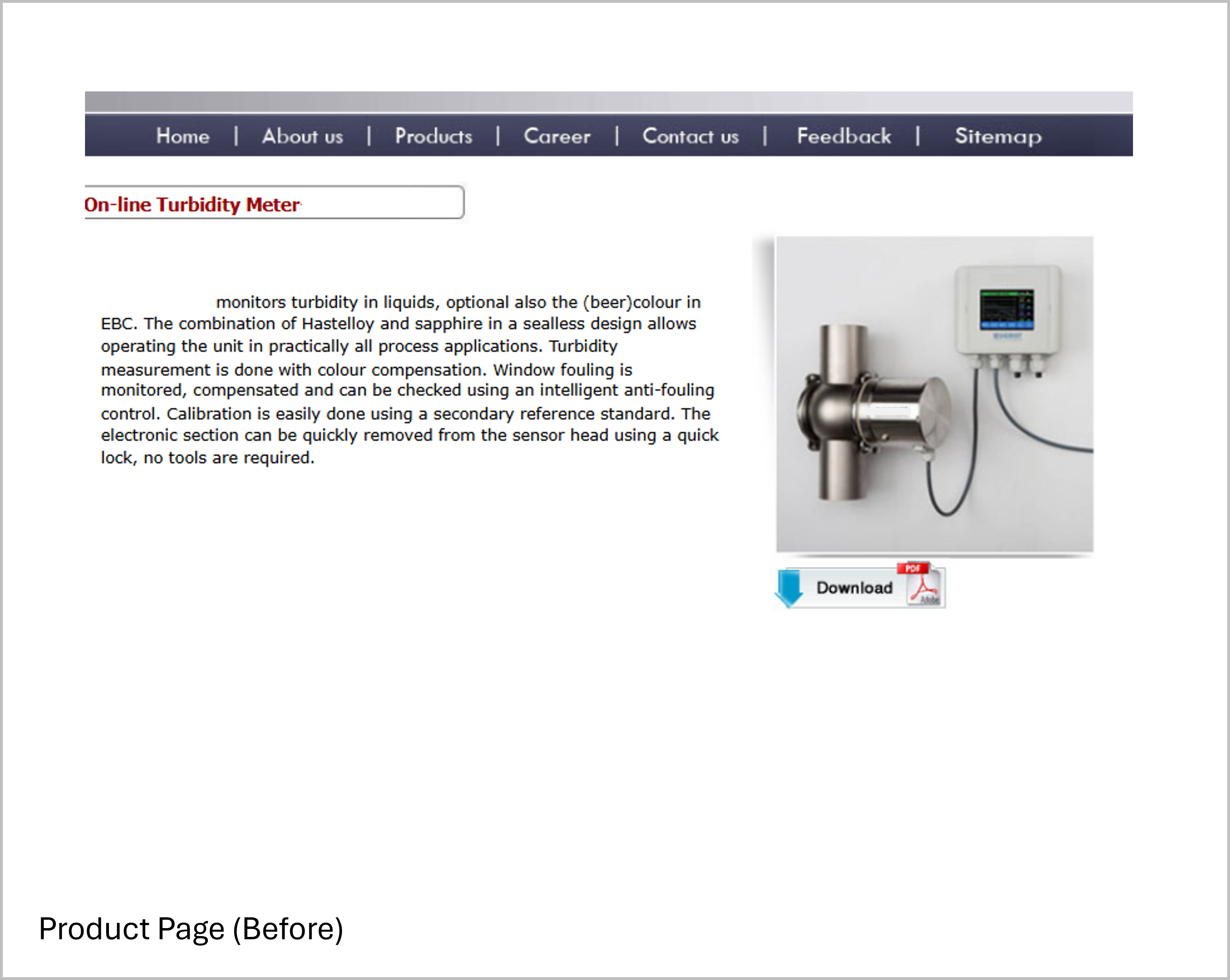 Product page before1